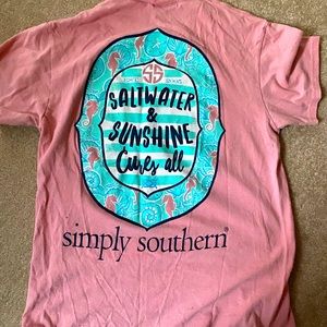 Light pink and blue Simply Southern T-shirt small